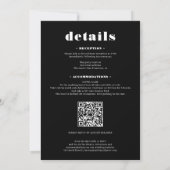 エレガントシンプルはっきりした白結婚黒 招待状 (裏面)