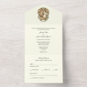 エレガントシンプルアイボリーフローラ結婚ズ オールインワン招待状 (内側)