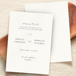 エレガントシンプルアイボリーホワイトニュートラル結婚ズ セーブザデート