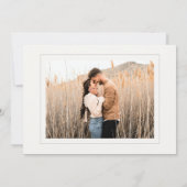 エレガントシンプルアイボリー白結婚人写真 セーブザデート (裏面)