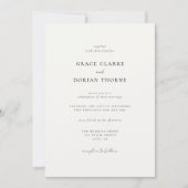 エレガントシンプルアイボリー白結婚写 招待状 (正面)
