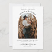 エレガントシンプルアーチ写真ミニマ結婚リスト 招待状 (正面)