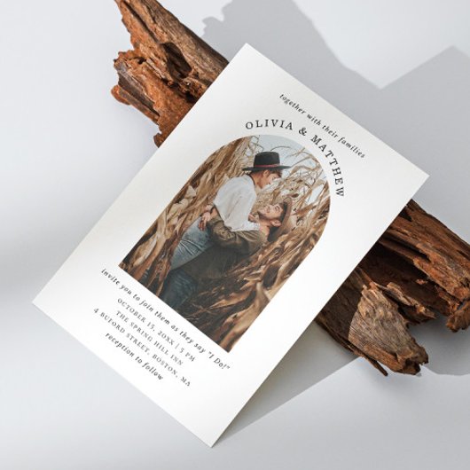 エレガントシンプルアーチ写真ミニマ結婚リスト 招待状