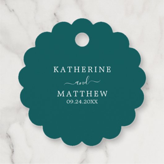 エレガントシンプルエメラルドトロピカルビーチ結婚式 フェイバータグ (裏面)