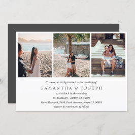 エレガントシンプルカスタム3写真モノグラムの結婚s 招待状