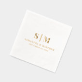 エレガントシンプルカップルモノグラムミニマ結婚リスト 箔ナプキン (左)