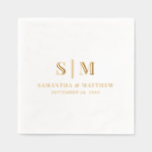 エレガントシンプルカップルモノグラムミニマ結婚リスト 箔ナプキン (正面)