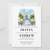 エレガントシンプルカトリック教会結婚会場 招待状 (正面)