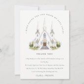エレガントシンプルカトリック水彩教会結婚教会 サンキューカード (正面)