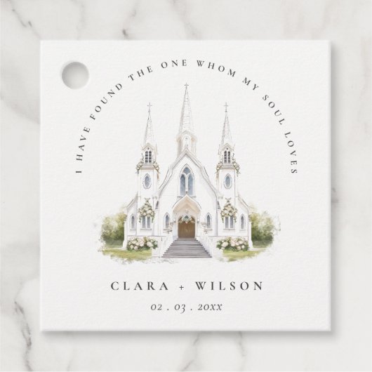 エレガントシンプルカトリック水彩教会結婚教会 フェイバータグ (正面)