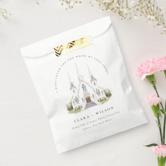 エレガントシンプルカトリック水彩教会結婚教会 フェイバーバッグ (封をした状態)