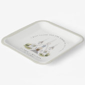 エレガントシンプルカトリック水彩教会結婚教会 ペーパープレート (傾斜あり)