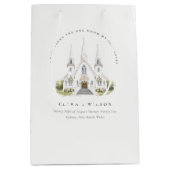 エレガントシンプルカトリック水彩教会結婚教会 ミディアムペーパーバッグ (正面)