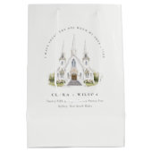 エレガントシンプルカトリック水彩教会結婚教会 ミディアムペーパーバッグ (裏面)