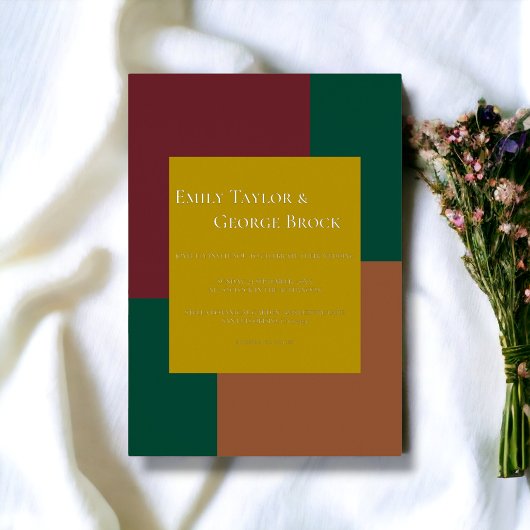 エレガントシンプルカラフルミニマモダン結婚リスト 箔招待状