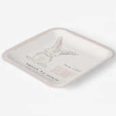 エレガントシンプルキュートバニーピンク赤面子供の誕生日 ペーパープレート (傾斜あり)