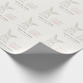 エレガントシンプルキュートバニーピンク赤面子供の誕生日 ラッピングペーパー (角)