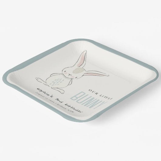 エレガントシンプルキュートブルーバニーボーイズ子供の誕生日 ペーパープレート (傾斜あり)