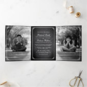 エレガントシンプルクラシックシャルボードフォト結婚ズ 三つ折り招待状 (内部)