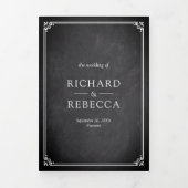 エレガントシンプルクラシックシャルボードフォト結婚ズ 三つ折り招待状 (カバー)