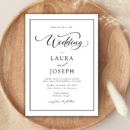 エレガントシンプルクラシックブラック&ホワイト結婚ズ 招待状