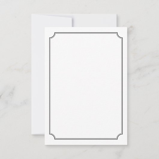 エレガントシンプルクラシック白黒枠QRコード 出欠カード (裏面)