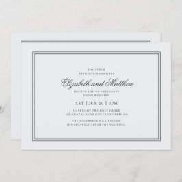 エレガントシンプルクラシック結婚白 招待状