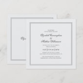 エレガントシンプルクラシック結婚白 招待状 (正面/裏面)