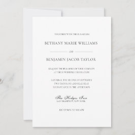 エレガントシンプルクラシックRSVPとの結婚ホワイト 招待状