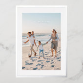 エレガントシンプルクリスマス銀枠&文字写真 箔シーズンカード (正面)