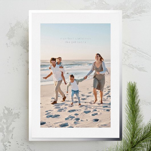 エレガントシンプルクリスマス銀枠&文字写真 箔シーズンカード