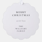 エレガントシンプルクリスマス |写真モダンミニマル オーナメントカード (裏面)