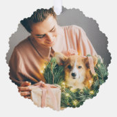 エレガントシンプルクリスマス |写真モダンミニマル オーナメントカード (正面)