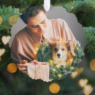 エレガントシンプルクリスマス  写真モダンミニマル オーナメントカード
