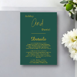 エレガントシンプルグリーンと金ゴールドモダンシック結婚ズ エンクロージャーカード
