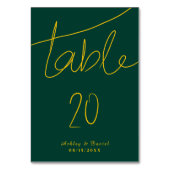 エレガントシンプルグリーンと金ゴールドモダンシック結婚ズ テーブルナンバー (正面)