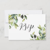 エレガントシンプルグリーンボタニカル結婚ズ 出欠カード (裏面)