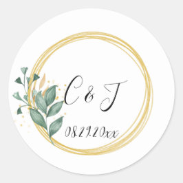 エレガントシンプルグリーンユーカリ結婚ス ラウンドシール