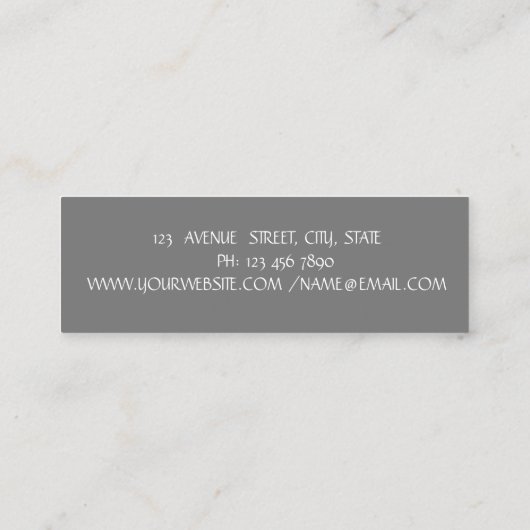 エレガントシンプルグレー、ピンク色のホイルブラシストローク スキニー名刺 (裏面)