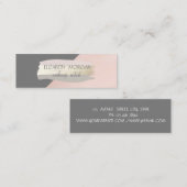 エレガントシンプルグレー、ピンク色のホイルブラシストローク スキニー名刺 (正面/裏面)