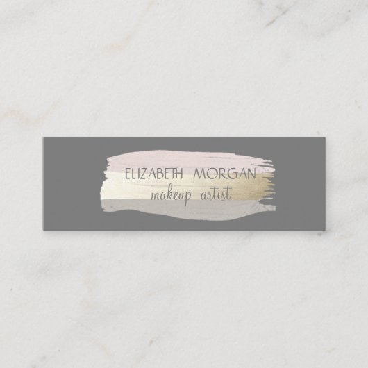 エレガントシンプルグレー、ホイルブラシストローク スキニー名刺 (正面)