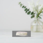 エレガントシンプルグレー、ホイルブラシストローク スキニー名刺 (スタンド正面)