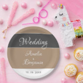 エレガントシンプルグレーBeige結婚 Script ペーパープレート (パーティー)