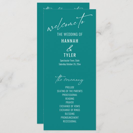 エレガントシンプルコンテンポラリータイポグラフィティール(緑がかった色) プログラム (正面/裏面)