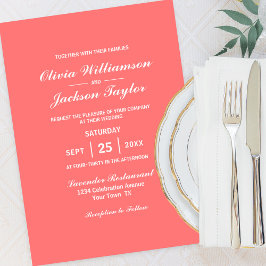 エレガントシンプルコーラルホワ結婚イト 招待状