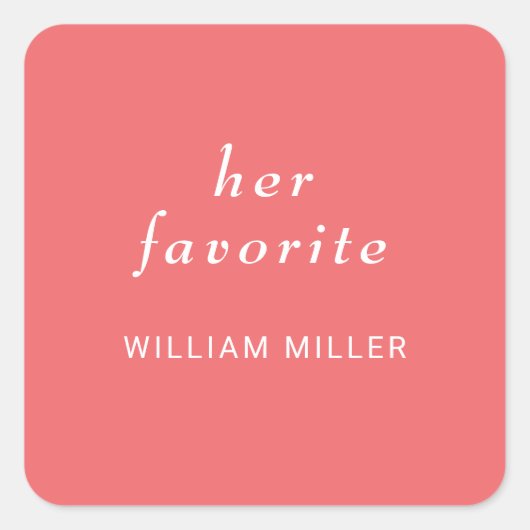 エレガントシンプルサンセットコーラル結婚with Monogram スクエアシール (正面)