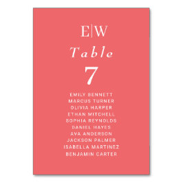 エレガントシンプルサンセットコーラル結婚with Monogram テーブルナンバー