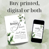 エレガントシンプルサージグリーンユーカリブライダルシャワー 招待状