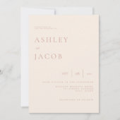 エレガントシンプルシックベージュ結婚ズ 招待状 (正面)