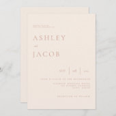 エレガントシンプルシックベージュ結婚ズ 招待状 (正面/裏面)